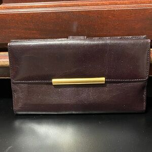 Elegant Carlo Amboldi Dark Brown Leather vintage checkbook wallet